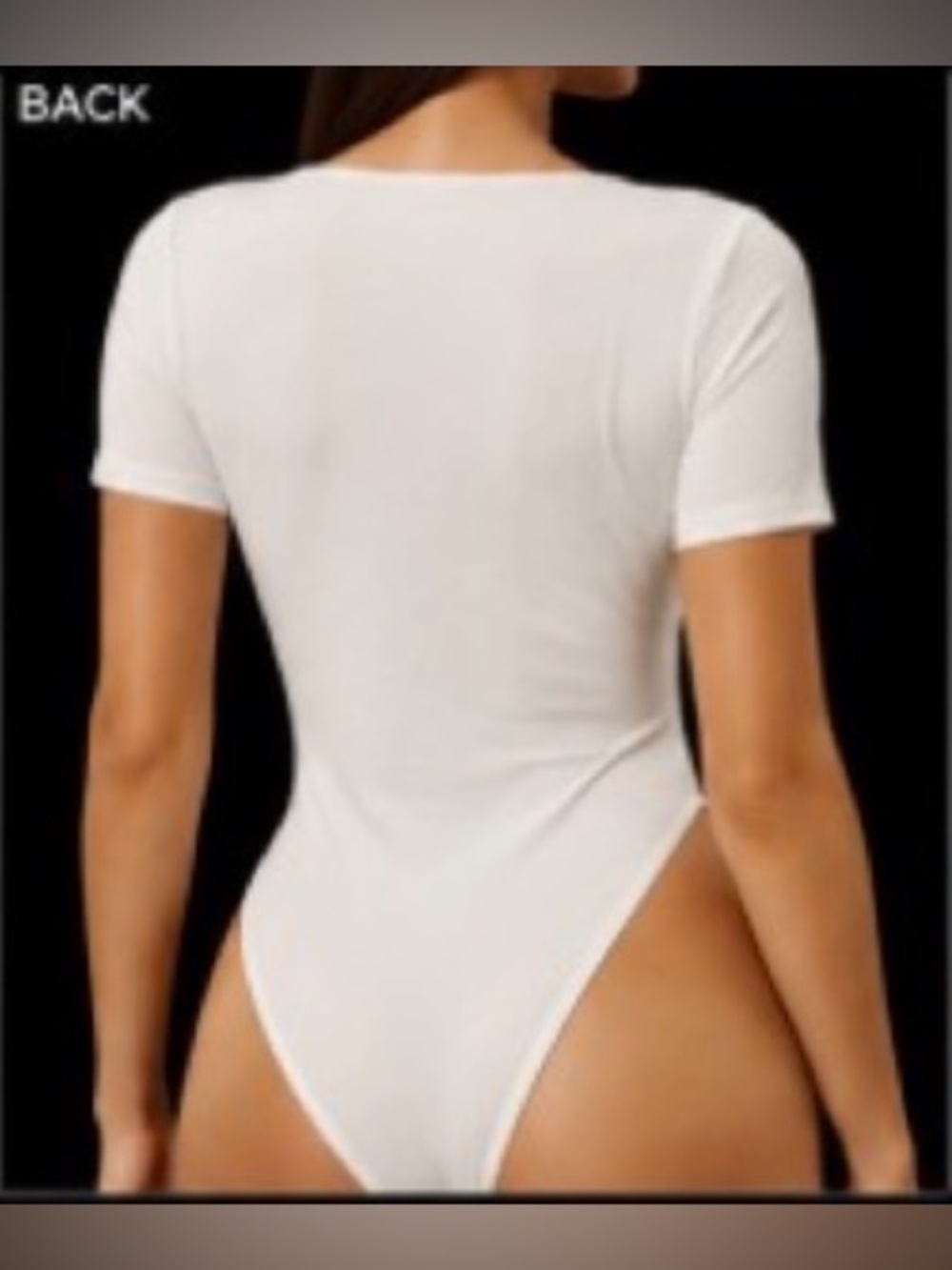 SHEIN White Square Neck Short Sleeve Bodysuit - Picture 2 of 4